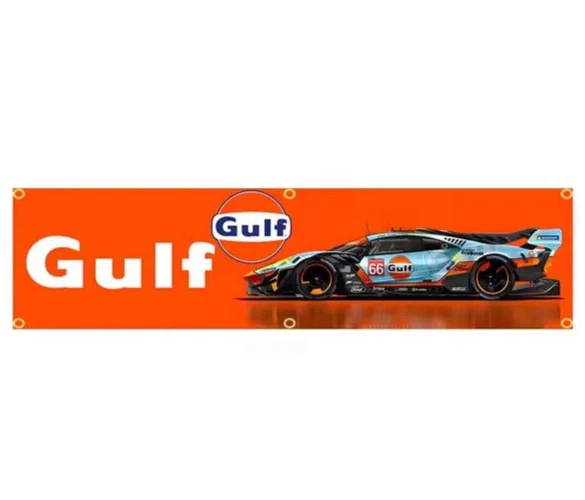 Gulf Oil USA Racing Banner große 240cm Fahne Flagge orange - Bild 1 von 1