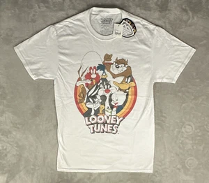 Looney Tunes Shirt Women Small White 100% Cotton Retro Cartoon Bugs Bunny Taz - Picture 1 of 9