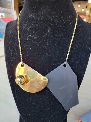 Alexis Bittar - Collar vintage fragmento ónix oro asimétrico usado Foto 1 de 3