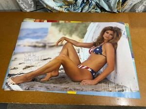 #215 Vintage 1996 Poster 34x22 Sexy Brunette Kathy Ireland Bikini Man Cave PinUp - Picture 1 of 4