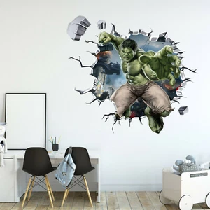 Avengers Hulk Spiderman Captain America Iron man Wall Decal Sticker 3D Wall Deco - Foto 1 di 14
