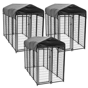 Lucky Dog Uptown Large Outdoor Covered Kennel Heavy Duty Dog Fence Pen (3 Pack) - Picture 1 of 11
