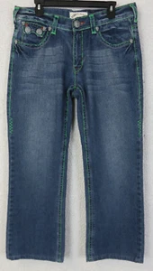 Herren Laguna Beach Jeans Denim Totenkopf Knopf Metall Größe 36x29 MD2010P Blau Grün - Bild 1 von 12