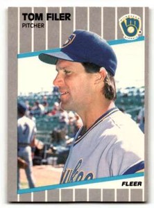1989 Fleer #185 Tom Filer    Milwaukee Brewers Baseball Cards NM Near M ID:54390
