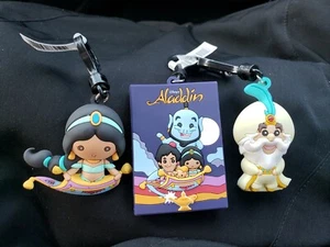 3 Aladdin Disney Princess Bag Clips: Jasmine, Movie Poster & Sultan Srs 37 Exc A - Picture 1 of 11