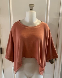 We The Free People Talla Pequeña Naranja Gran Tamaño Recortado Dobladillo Crudo Manga Corta - Imagen 1 de 12