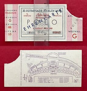Eintrittskarte Olympiade Berlin 1936 Ehrenkarte POLO Feld Preis 7 RM  ( 124566