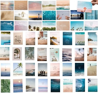 52 Postkarten Set: Sprüche Karten mit Meer Motiven - Motivation & Achtsamkeit