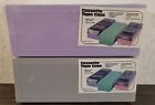 Vintage NOS Cassette Tape Case Box Holds 15 Each Grey & Purple Set of 2!!!