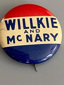 Pulsante spilla politica Willkie e McNary 7/8" vintage da collezione - Foto 1 di 6