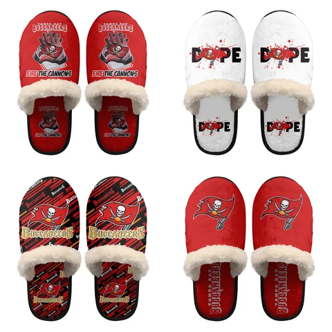 Tampa Bay Buccaneers Mens Womens Plush Slippers Anti-slip Bedroom House Shoes Cover