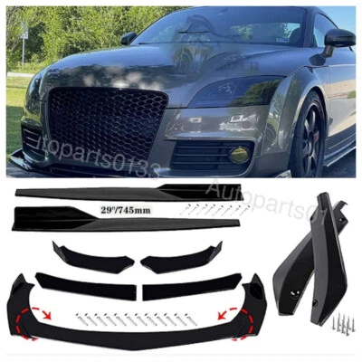 For Audi TT RS Black Front Rear Bumper Lip Spoiler Spoiler Kit Side Skirts US - Image 1 of 4