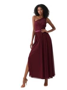 David’s Bridal Brautjungfer Spitzenkleid, 26 Zoll Oberschenkelschlitz. Weinfarbe Größe 6 - Bild 1 von 14