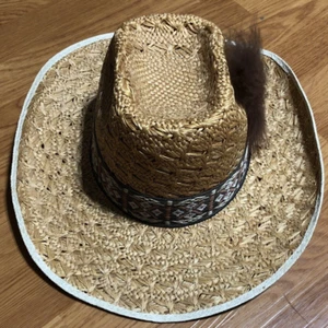 Stetson Woven Feathered Cowboy Hat Size 7 1/4 Nice Shape - Picture 1 of 9