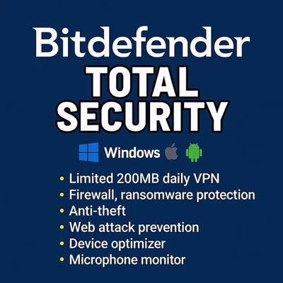 Bitdefender Total Security 2026 - 2 Years 5 Devices - Image 1 of 3