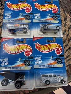 Hot Wheels SILVER SERIES II '57 Chevy Dump Truck '40s Woodie Wienermobile 4 Cars - Picture 1 of 3