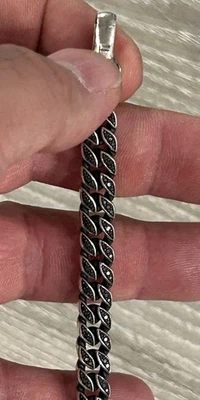 Collar David Yurman 8 mm plata esterlina diamante negro 8 mm cadena 26 pulgadas Foto 1 de 4