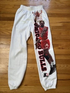 Vintage 90s Michael Jordan Chicago Bulls Sweatpants Made By Starter Size Small - Picture 1 of 7