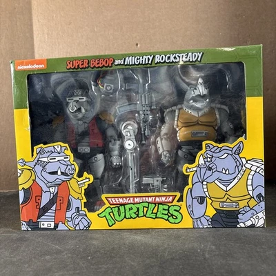 SUPER BEBOP ROCKSTEADY TMNT NECA PAQUETE DE DOS FIGURAS DE ACCIÓN DE DIBUJOS ANIMADOS TORTUGAS NUEVAS Foto 1 de 4