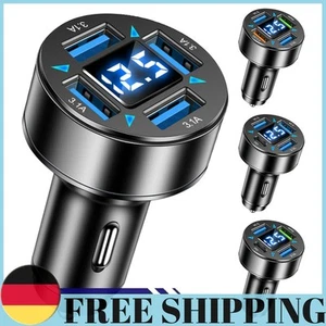 Adaptador de carga rápida de luz azul QC 3.0 66W cargador de coche USB PD para iPhone Samsung - Imagen 1 de 24