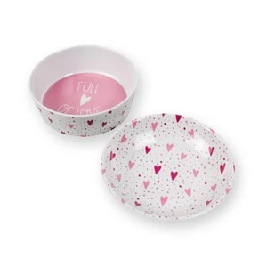 Set piattino e piccola ciotola in plastica melaminica cuori rosa - regalo alimentazione gatti - Foto 1 di 5