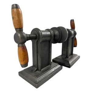 Restoration Hardware Pair Of Cast Iron Vise Screws Industrial Bookends - Picture 1 of 11