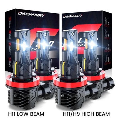 For Nissan Rogue 2014-2020 6x LED Headlight High Low Beam H9+H11 Light Bulb Kit - Image 1 of 4