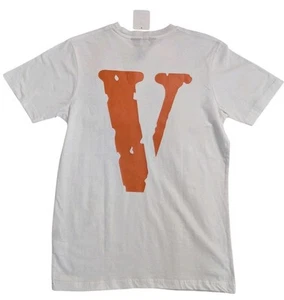 Vlone Live Vlone Die Vlone White Blank Basic Orange V Logo T-Shirt Med New w TAG - Picture 1 of 9