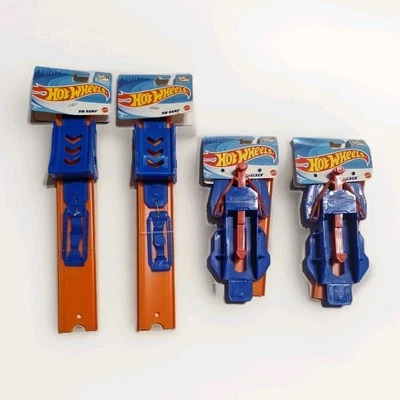 Hot Wheels Launcher 2020 & Hot Wheel Ramp 2021 - Red & Blue New Mattel  Lot Of 4 - Image 1 of 4