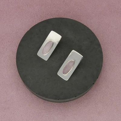 Pendientes poste madreperla rosa plata de ley Foto 1 de 3