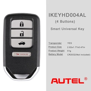 AUTEL IKEYHD004AL for Honda Universal Smart Key 4 Buttons Used With MaxiIM KM100 - Picture 1 of 7