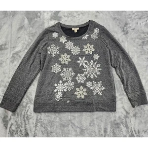 NEW Style&Co Metallic Glitter Snowflake Sweatshirt Size S Heathered Gray Silver - Picture 1 of 11