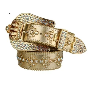 Cintura BB Simon Alice corona oro 100% autentica taglia 34 $350 usata in ottime condizioni - Foto 1 di 12
