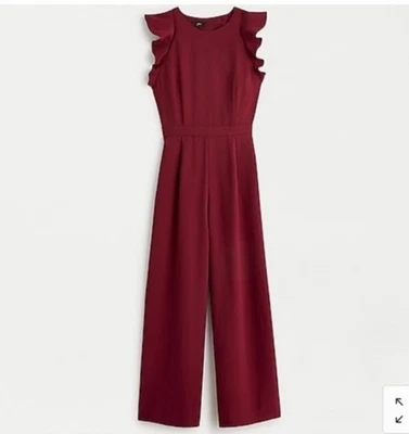 Mono J Crew Fiesta Vacaciones Granate Borgoña Pierna Ancha Manga Acampanada Talla 2 Foto 1 de 4