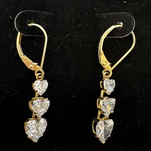 14 Karat Gelbgold JCM Herz QVC Zirkonia Ohrstecker Ohrhänger 1,2 g - Bild 1 von 5