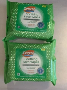2x Zyrtec Soothing Non-Medicated Face Wipes 25 Count Each (50 Total) New Sealed - Picture 1 of 4
