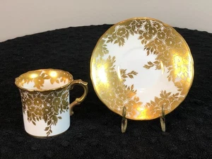 Antike 1912+ Hammersley England China Gold Demitasse Tasse & Untertasse - Bild 1 von 12