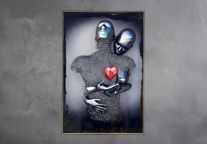 Frágil Obra de Arte Amor Corazón Pareja Decoración de Pared Símbolo Emocional Futurista 1 Pieza - Imagen 1 de 2