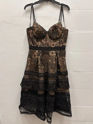 Self Portrait Black Lace Dress Beige Lining Size 10 1112-19 - Image 1 of 3