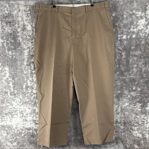 LL Bean Size 42 Comfort Waist Cotton Straight Leg Brown Pants Flat Front Button - Picture 1 of 12