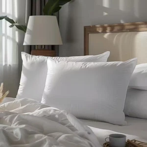 Goose down Feather 100% Cotton Queen Pillows Set of 2, Bedding Pillow for Back, - Picture 1 of 9