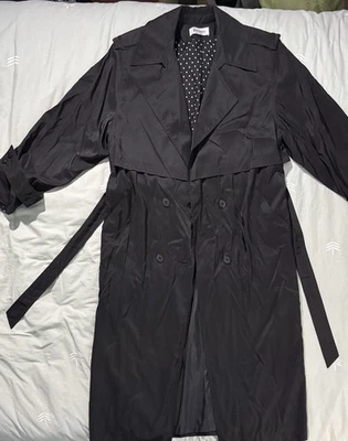 Vintage Forecaster Black Trench Women’s 8 USA Made Polka Dot Lining Raincoat - Image 1 of 4