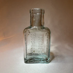 Antique KEMPS COUGH BALSAM Medicine Bottle O.F. WOODWARD LEROY, N.Y. 2.75" Aqua - Picture 1 of 5