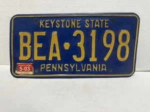 Blaues Pennsylvania Keystone State Nummernschild Keystone BEA 3198 Mai 2003 - Bild 1 von 2