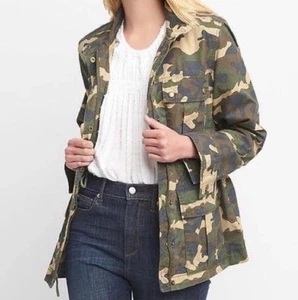 Gap Camo Utility Jacket Flap Pocket Military Full Zip Gorpcore Womens Medium - Picture 1 of 14