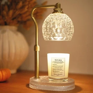 Adjustable Height Candle Warmer Lamp with Timer, Dimmable All Glass Retro Can... - Picture 1 of 9