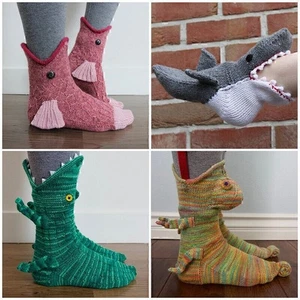 Gestrickte Krokodil Socke Funky Tier Muster Alligator Hai Socken Whimsical - Bild 1 von 14