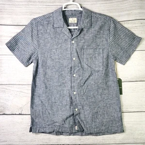 NUEVO CON ETIQUETAS Mutual Weave Para hombres Mediano Lino/Algodón Rayas SS Abotonadas Rayas - Imagen 1 de 6