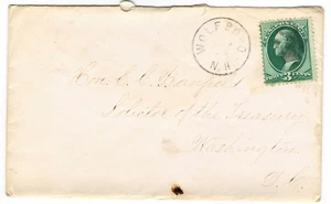 Wolfeboro NH c1870 3c green Washington to Washington DC Solicitor of US Treasury - Picture 1 of 2