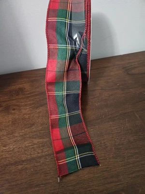 Celebrate It Holiday Plaid, Red/Blue/Green Wired Ribbon Polyester 2.5" x 80' NEW - Image 1 of 4